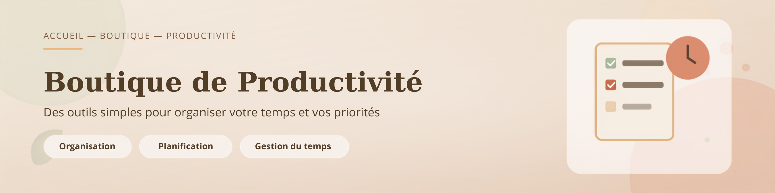 Bannière boutique de productivité Cé Com' Céline