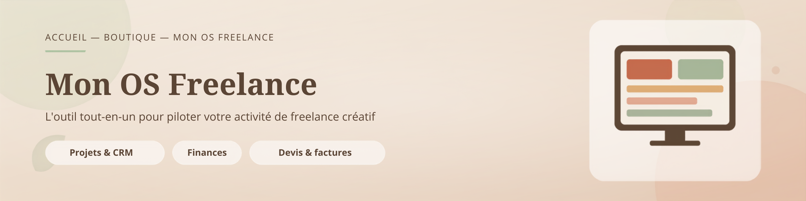 Bannière Mon OS Freelance, outil de gestion pour freelances créatifs