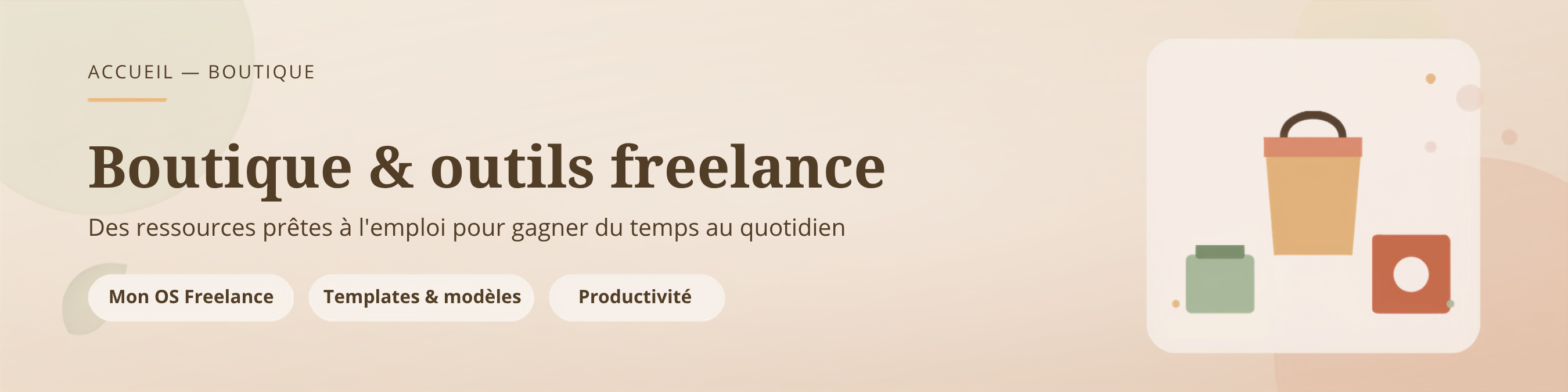 Bannière boutique d'outils freelance Cé Com' Céline